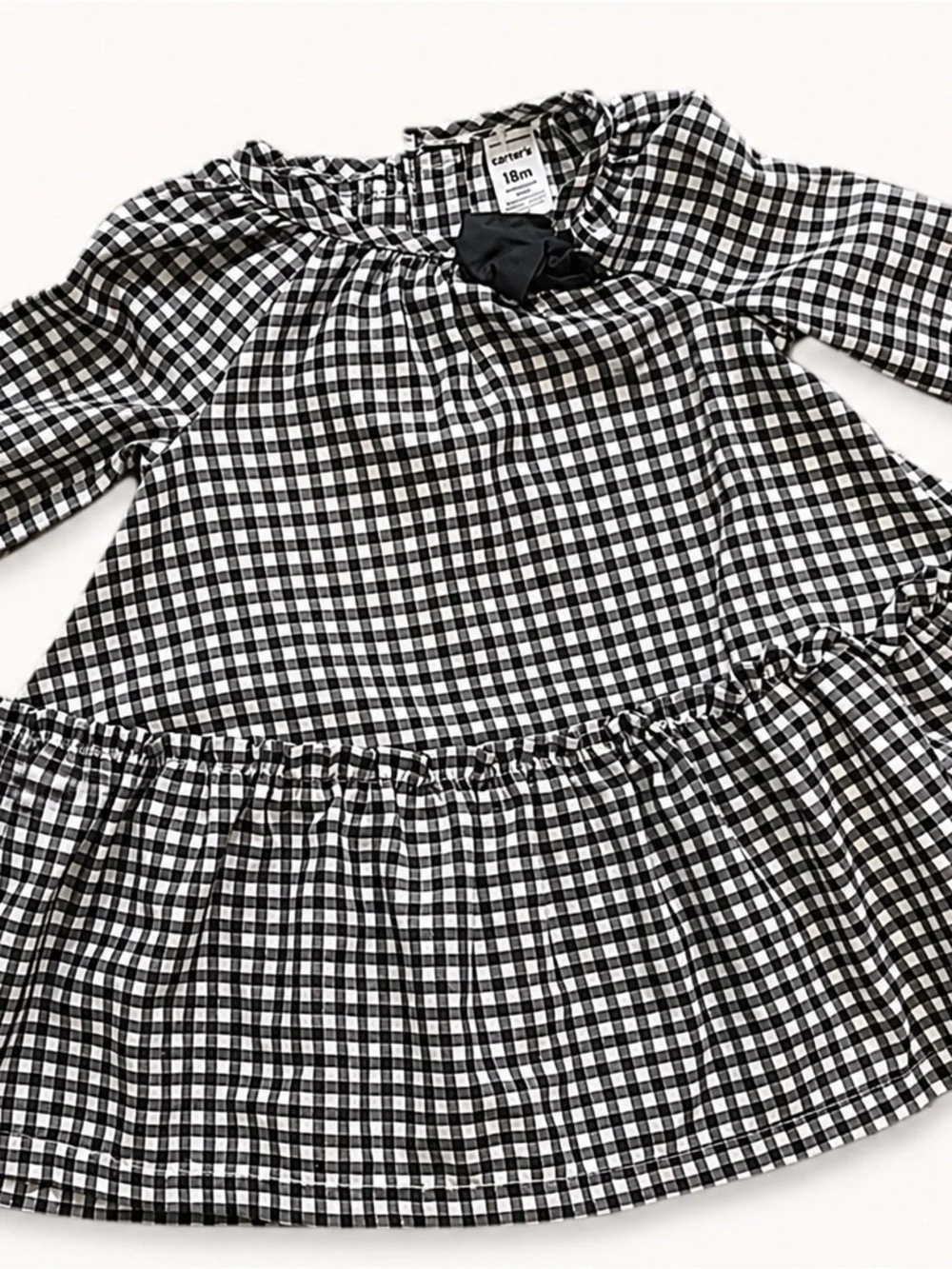 Carter's Black and White Gingham Long-Sleeve Dress